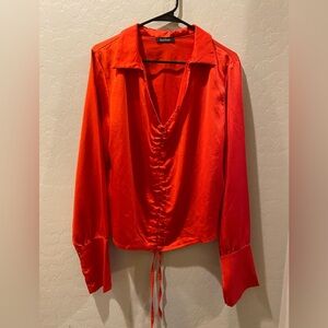 Red Ruched Blouse